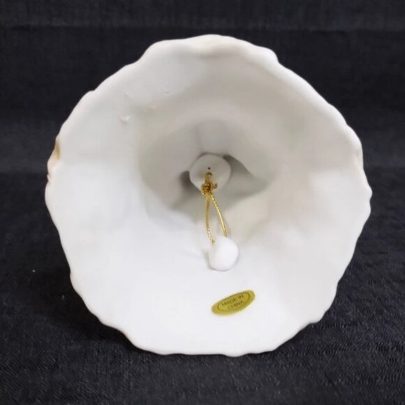 Vintage Porcelain Ruby Throated Humming Bird Bell Figurine Red Hibiscus Flower - Picture 5 of 7